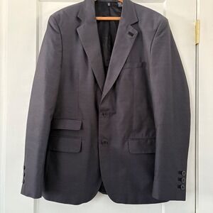 ZARA Man Blazer Jacket Dark Blue Textured 2‎ Button Sport Coat Men Size USA 42